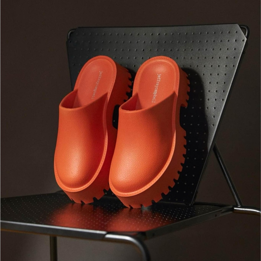 Jeffrey Campbell Bae Platform Orange Slip-On Clogs Rubber Chunky Mule - Picture 4 of 12